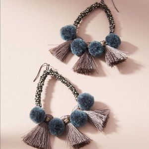 Anthropologie Pom and Tassel Earrings